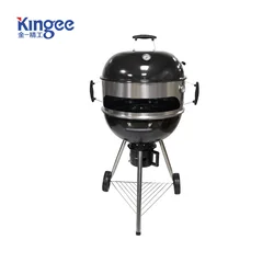 Outdoor Enamel Black Coating 2 In 1 Charcoal Kettle BBQ Grill with Pizza Oven