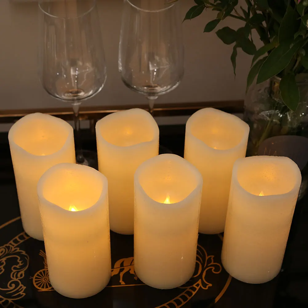
New arrival luminara flameless battery operated real wax pillar bougie led candle light 