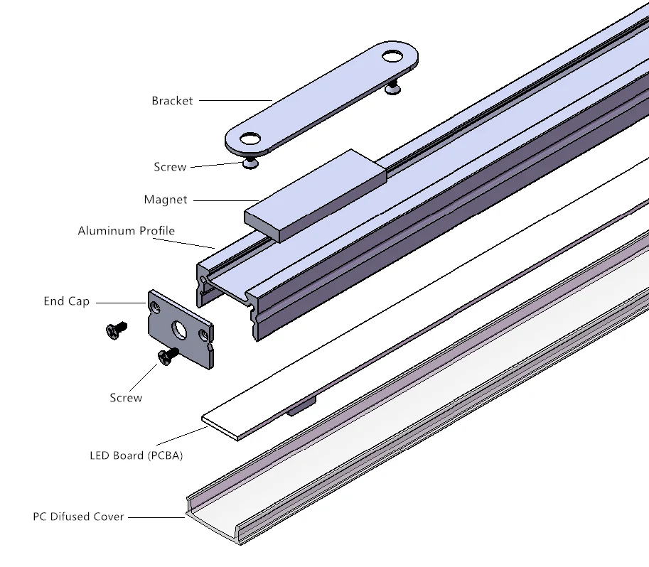 Modern Indoor Exterior Linear Strip Linkable Linear Light White Long Led Magnet Light