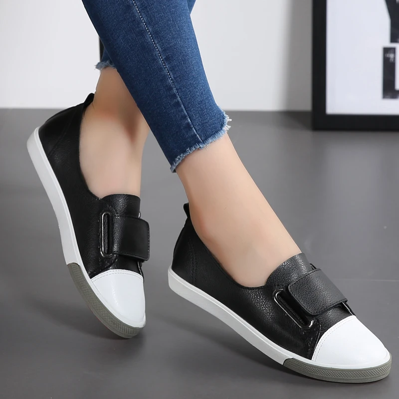 2020 Spring Autumn Women Loafers Flats Lady Slip on White shoes Genuine Leather Moccasins Casual Female Shoes Zapatos De Mujer