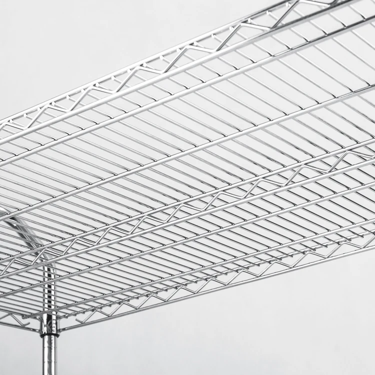 Kitchen Rack Restaurant Storage Rack Chrome Plated Wire Shelving with Wheels