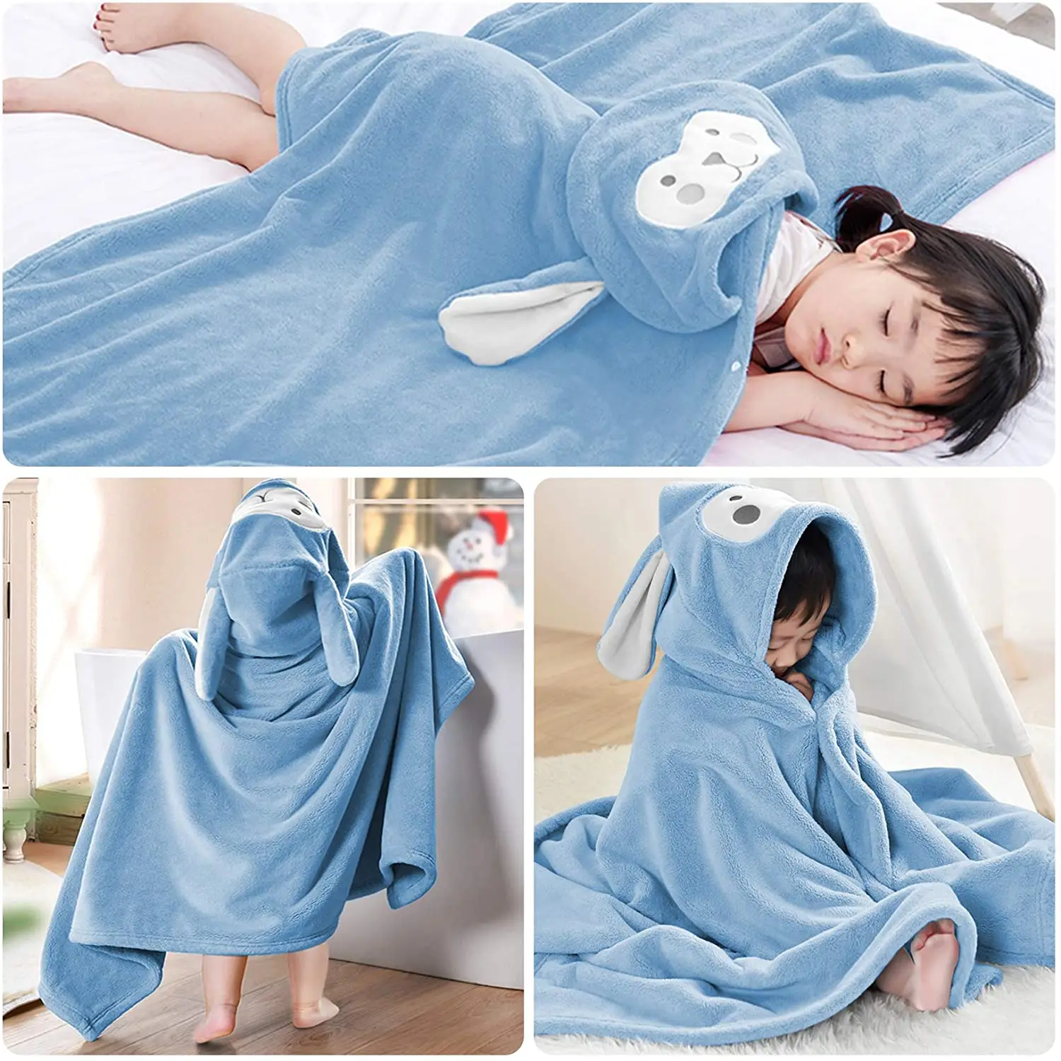 Design Your Own Baby Bath Towel Flannel Fleece Cartoon Animal Head Baby Hooded Poncho Towel