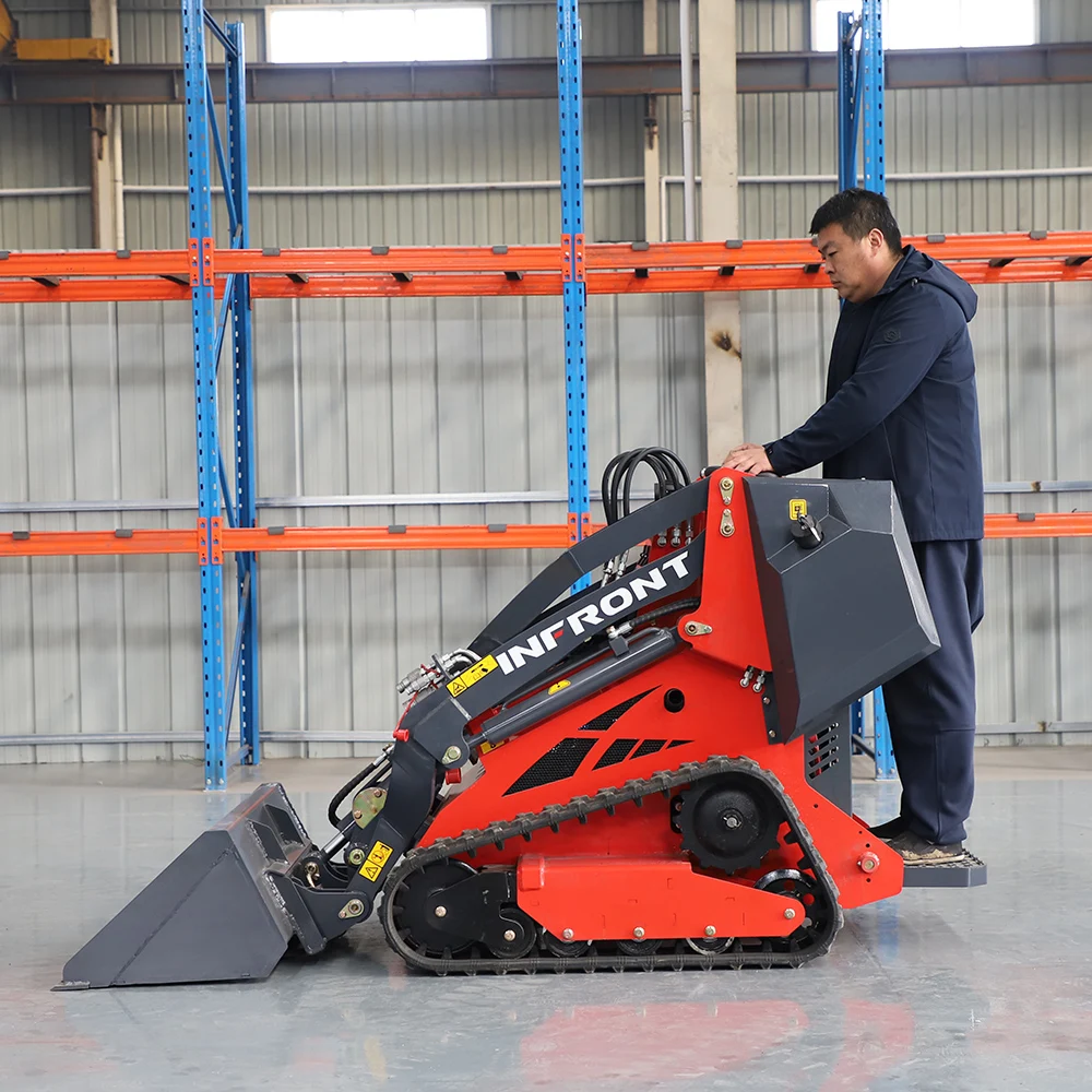 INFRONT New Wheel Track Mini Skid Loaders Skid Steer Loader with trencher auger drill