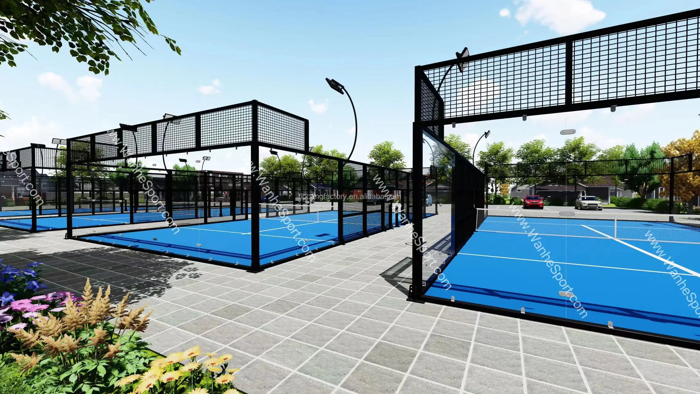 Wanhe High Quality Indoor Assembled Panoramic Padel Court Sports Used Tennis Court Equipment