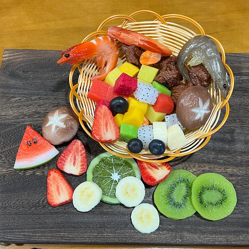 Realistic Simulation Fake Food Fruit Artificial PVC Strawberry Slices 1:1 Faux Kiwi Display DIY Props Cake Decor Photo Model