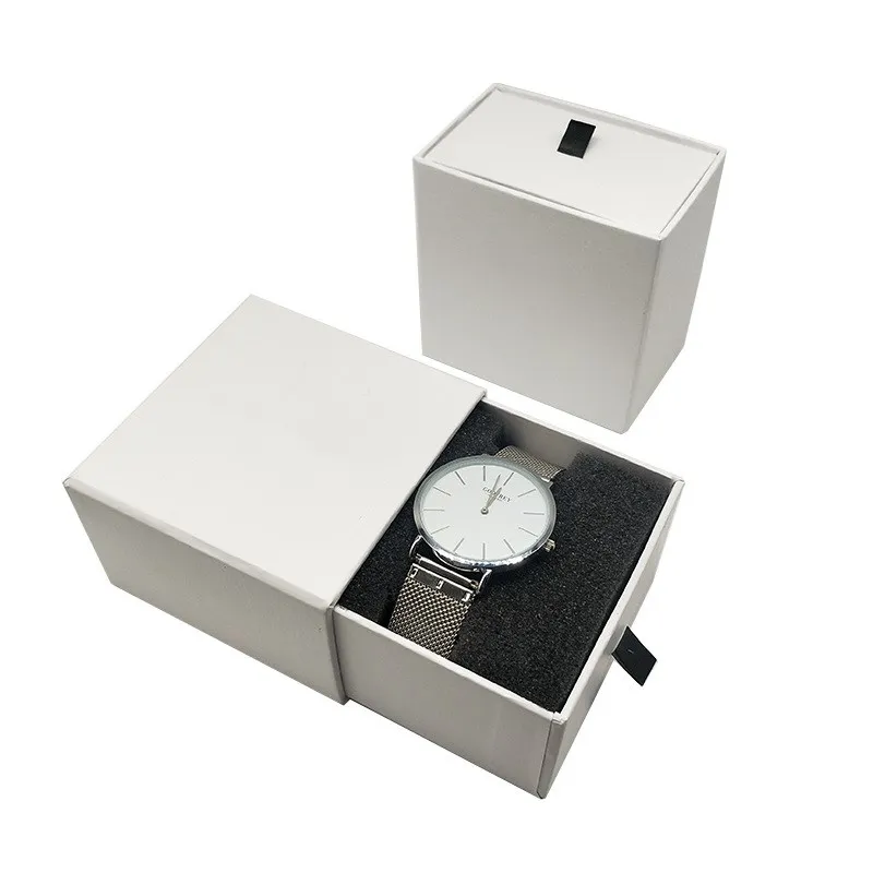 
Оптовая продажа, бумажная подарочная упаковка с логотипом на заказ, скользящая упаковка для часов, кошелька, упаковочная коробка с лентой для мужа, парня 