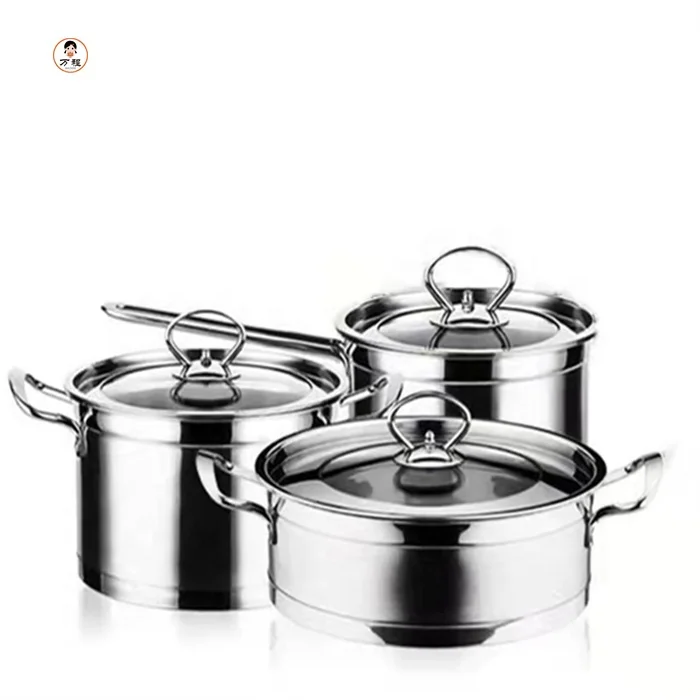 European 3 Pieces Cooking Pot Set Stainless Steel Non magnetic Milk Pot Soup Pot Frying Pan