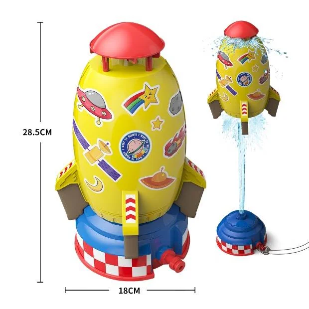 Toyhome Rocket Sprinkler Toy for Kids Water Spray Toy Outdoor Backyard Water Splash Rotate Summer Toy for Children