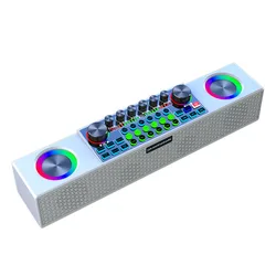 SY6 Portable Professional Wireless BT Speaker with 2 Microphones Sound Card integrated machine for Family Karaoke Singing Party