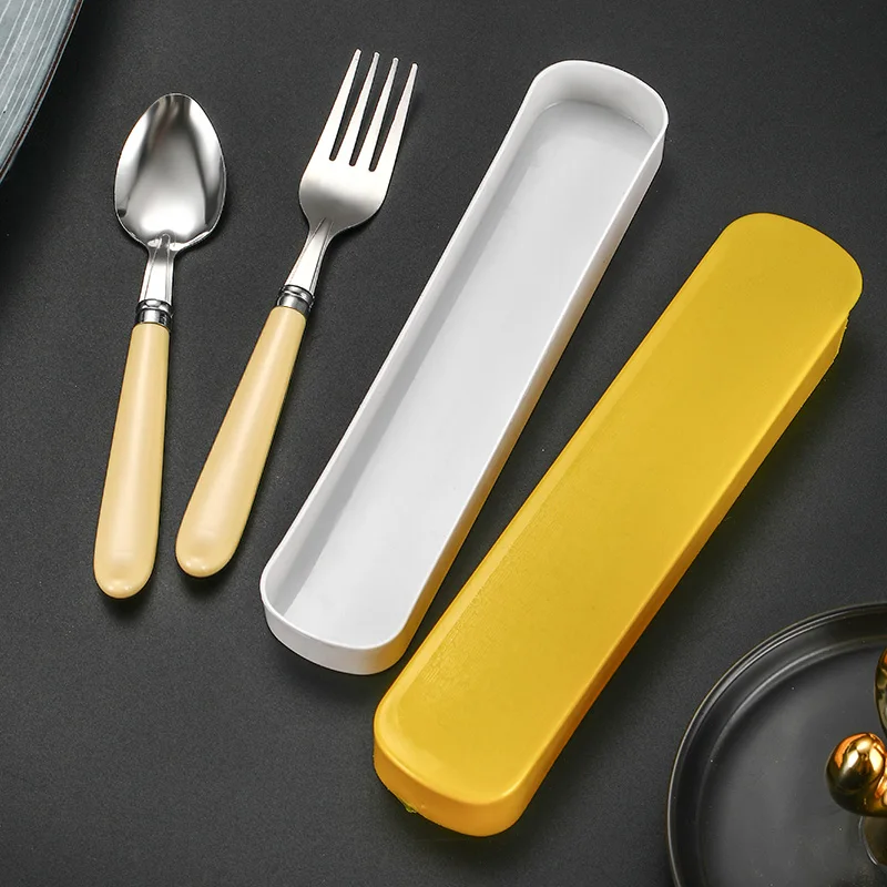 Простой креативный портативный складной набор столовых приборов из нержавеющей стали идеальная двухсекционная посуда для кемпинга включая вилку