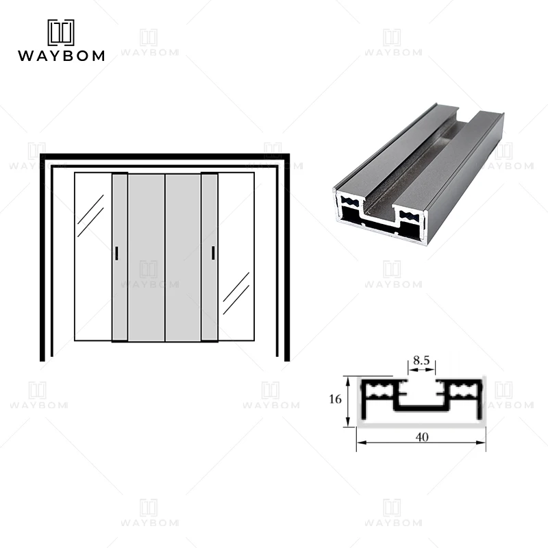 Multi-panel free sliding doors noiseless slim sliding door sash profile frame profile 16*45 slim profile glass partion