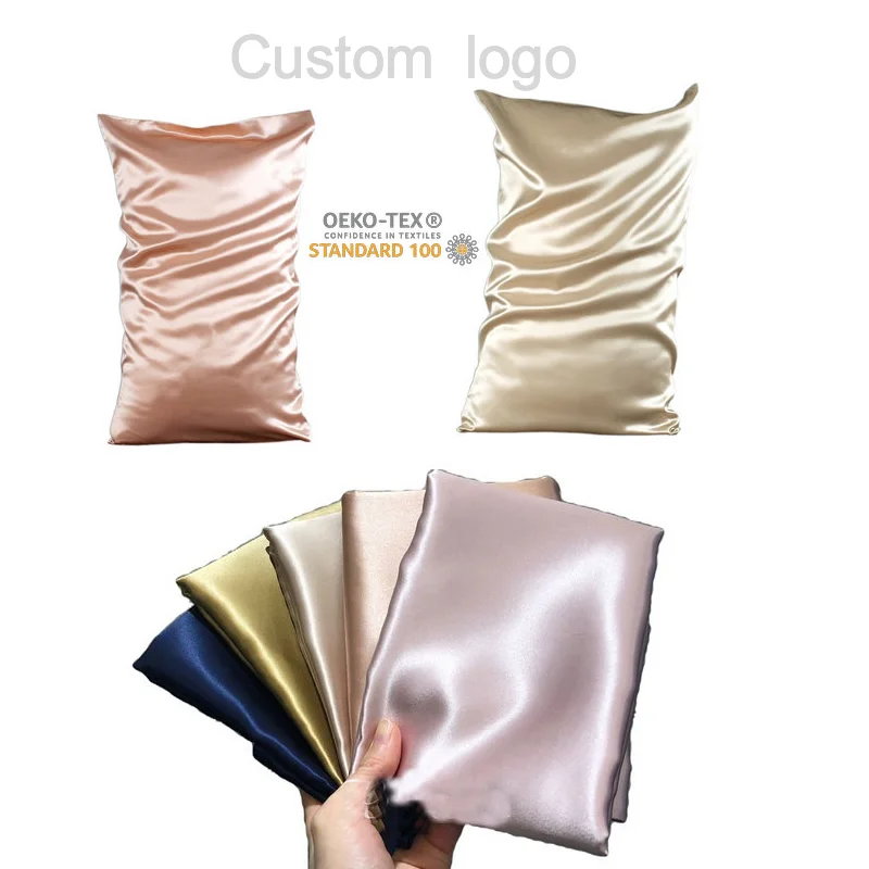 Custom Logo 6A Degree Hidden Zipper Mulberry Silk Pillow Case Infused Hilauronic Acid Silk Pillowcase Gift Box Set