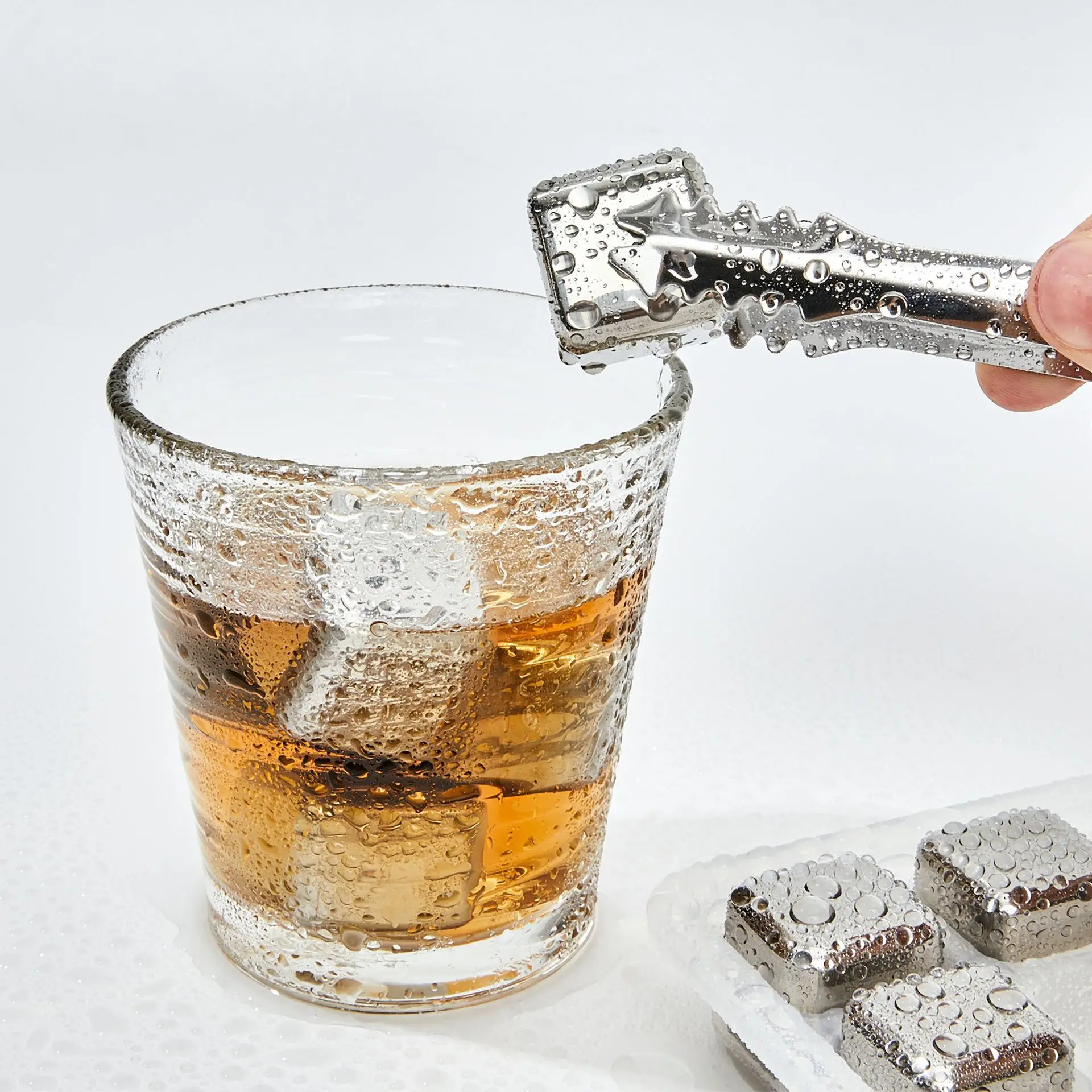 Reusable Cooling Stainless Steel Whiskey Stones Customized LOGO gift Box Metal Ice Cubes Rocks for barparty