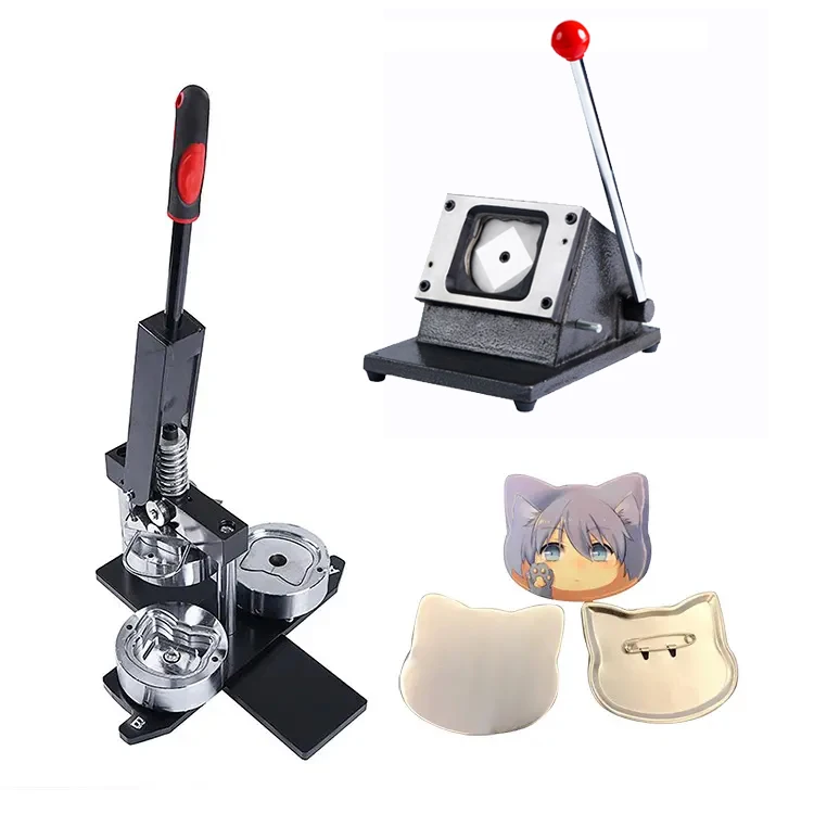 Cat Shape Button Maker Kit Badge Making Machine+Paper Cutter+100pcs Badge Buttons