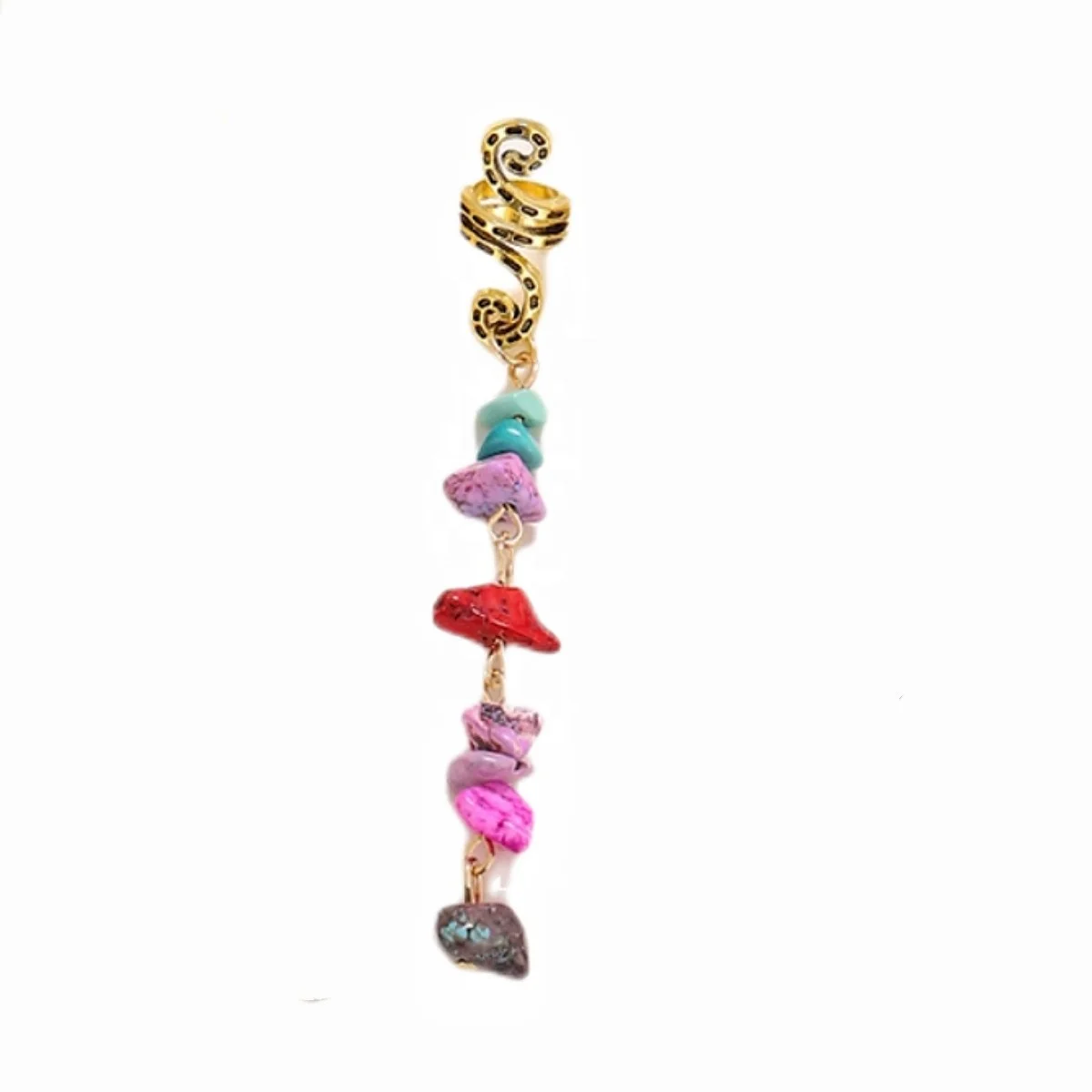 Hot sale alloy hair charms with natural stone hair braids accessories jewelry for dreadlocks decoration