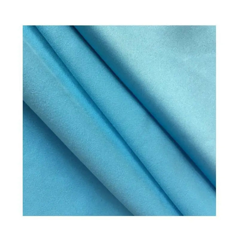 100% recycled RPET blue satin weave microfiber brushed peach skin 140GSM fabric wide width fabric plastic pet for drawstring bag