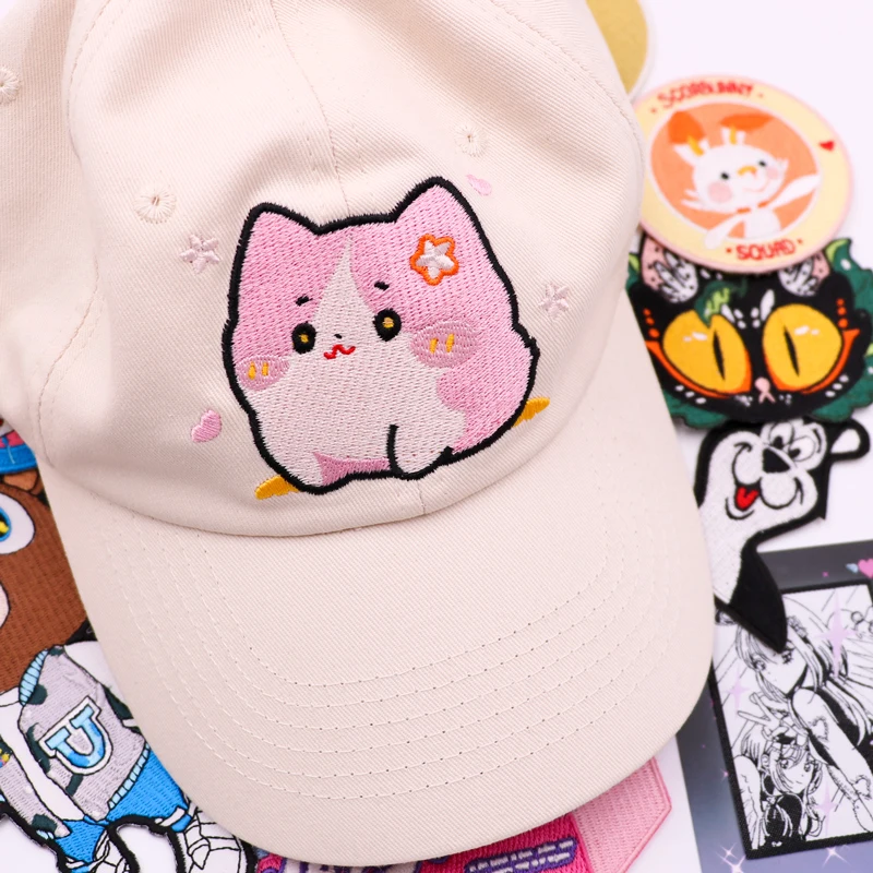 Embroidery Patch Custom Iron On Heat Press Patches Cap Patches Hat Embroidery 3D Embroidery Logo 6 Panel Dad Hat