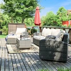 Luxury Design Garden Conversation Sofa PE Rattan Outdoor Furniture Set