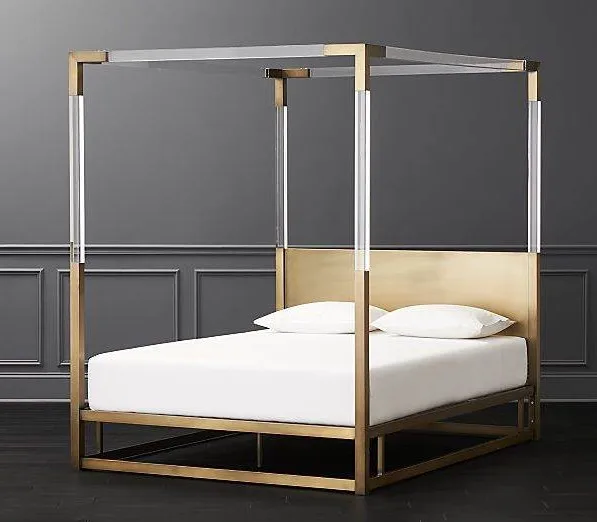2021 YAQI Upscale luxury for hotel home brushed matte metal acrylic bed