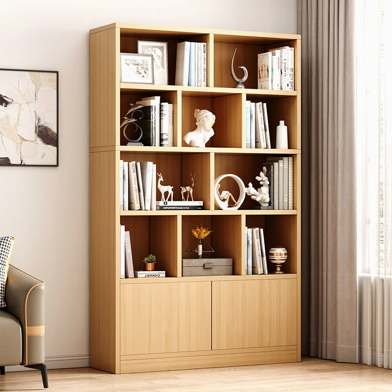 White nordic home office book display rack shelf open bookshelfs tall wooden bookcases cabinet for home