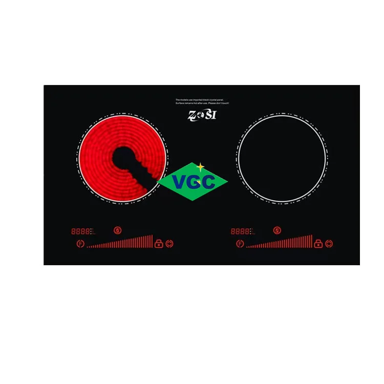VGC Home Appliance Glass Supplier 4MM 5MM Heat Resistant Screen Printed Black Induction Cooker Glass Plate