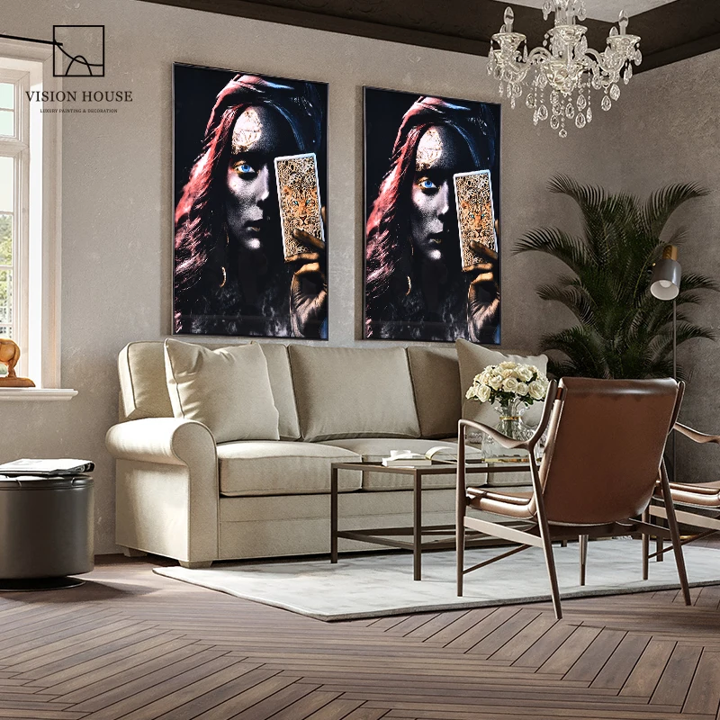 Home Decor Crystal Porcelain Black Women Wall Art African Woman Art Painting