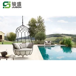 Outdoor metal chaise garden balcony rattan lounge hanging egg chair patio swing chair