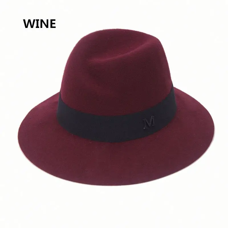 
Wholesale Cheap Winter Female Wool Felt Big Wide Brim Special Crown Shape Fedora Hat 