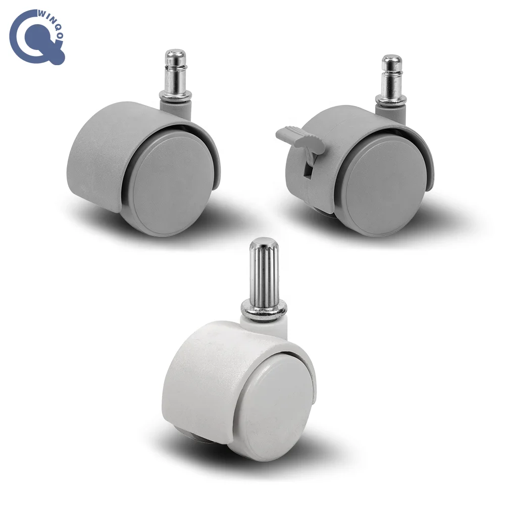 Twin Wheel Castor 25 / 30 / 40 mm White Mobile Plastic Wheels Small Furniture Casters