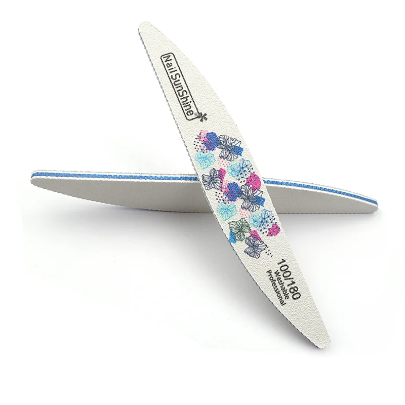 5pcs/lot Nail Files 80/100/150/180/240 Printed Manicure Nail Polish Washable Nails Files SandpaperToolWillow Individual Package