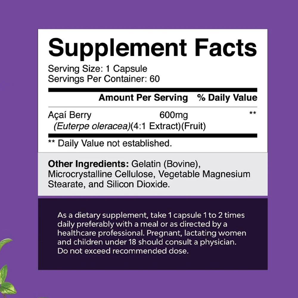 OEM увеличивает энергию Acai Ягодные добавки поддерживают пищеварительные капсулы для похудения