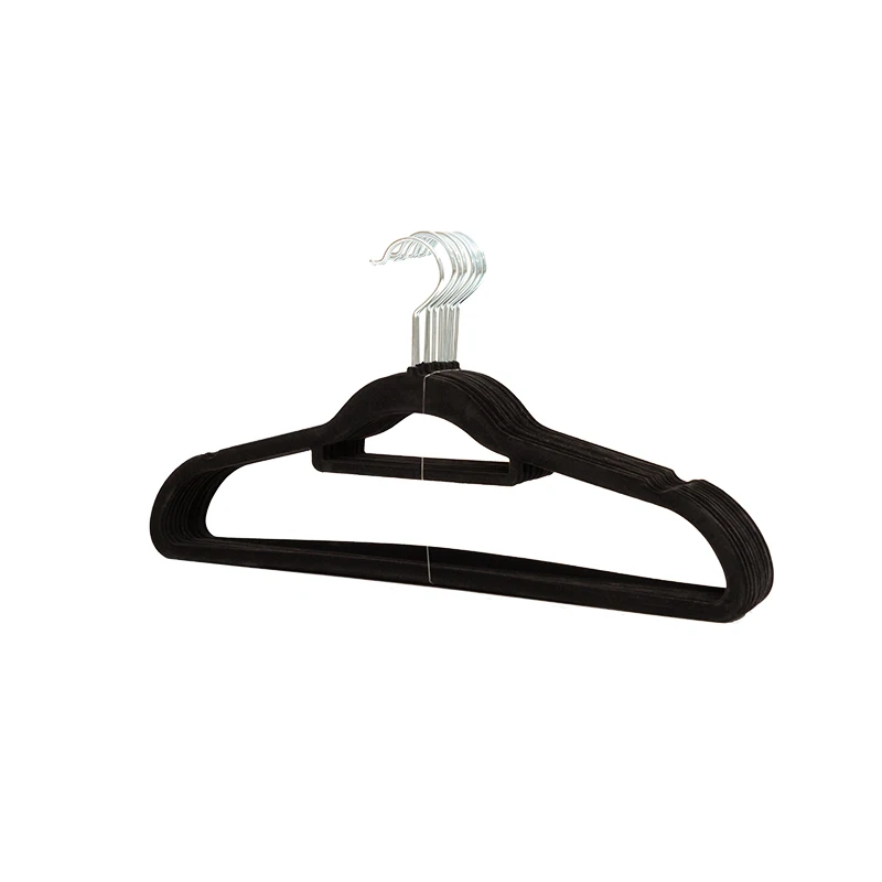 YIKAI Wholesale Factory Custom Hanger Durable Plastic Velvet Hangers Black Hangers for Clothing