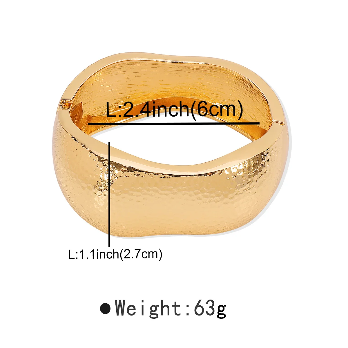 2024 New Arrival Fashion Cheap Wholesale Geometric Hammer Texture Geometric Bracelet Irregular Spring Open Wide Gold Bangle