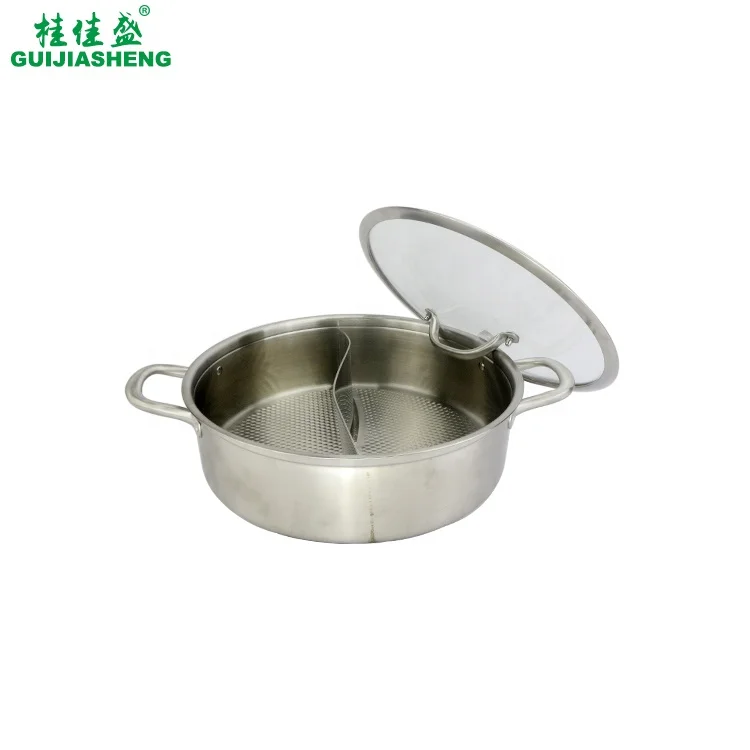 Commercial Induction bottom chinese hot pot stainless steel restaurant soup stock pot with divider