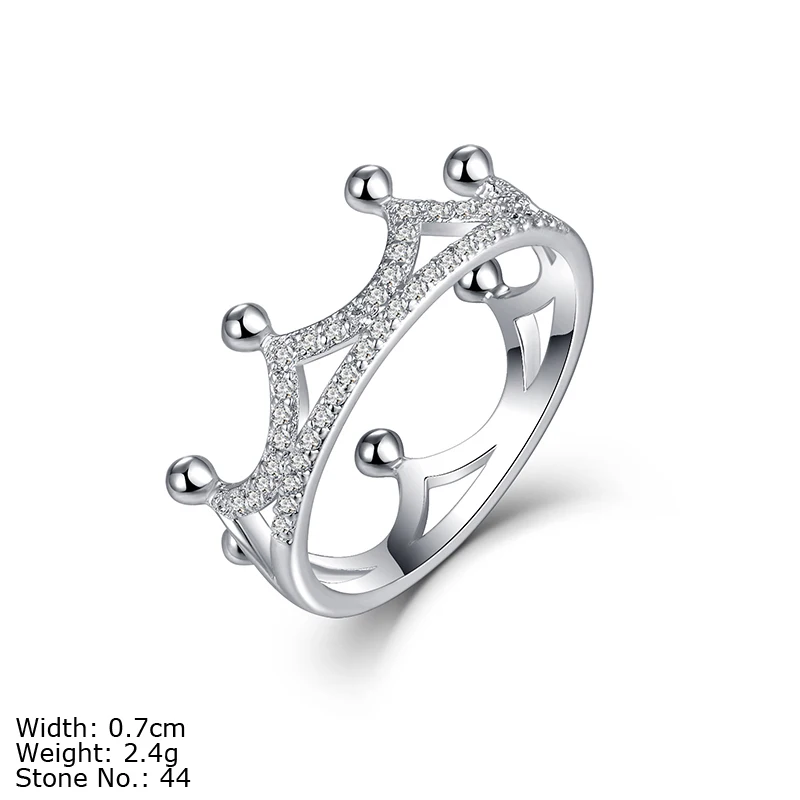 Оптовая Продажа 18k Позолоченные 925 стерлингового серебра кубического циркония модные ювелирные изделия Корона Кольца