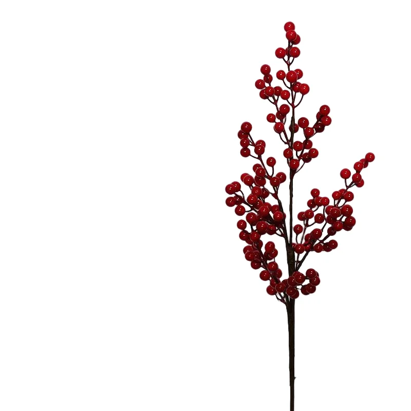 Home Decoration Faux Flower 21 Forks Artificial Plants Christmas Berry Red