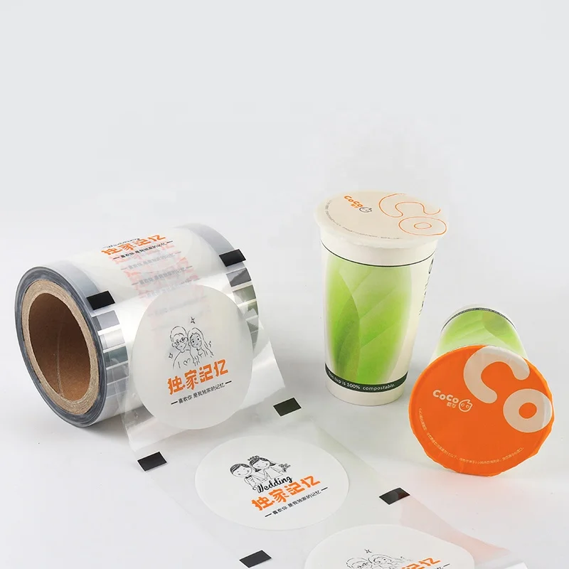 bubble tea seal film customised logo boba  milk tea cup sealing film roll boba sealer film