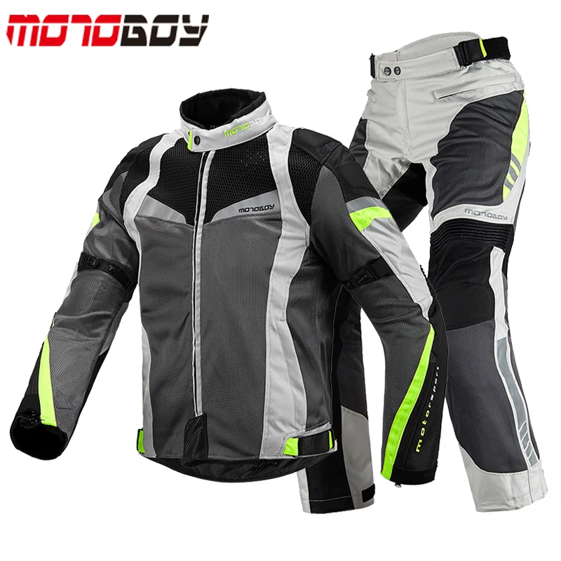 Светоотражающий дышащий костюм MOTOBOY для езды на мотоцикле, езды на велосипеде, гоночный костюм для мужчин, куртка и брюки с защитой