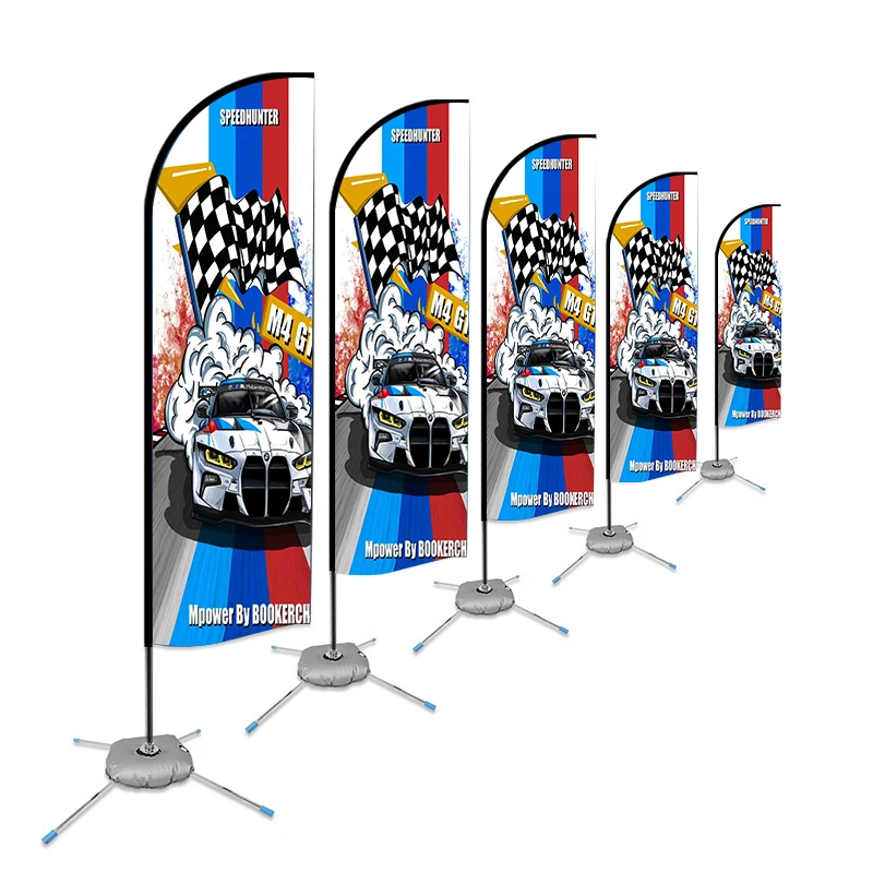 5m Outdoor Aluminum Pole Wind Beach Flag Banner Water Base Flying Advertising Banner for Business and Event Usage
