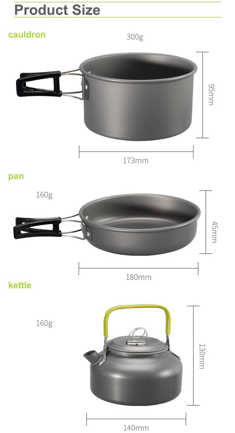 Ultra Light Aluminum Alloy Camping Cookware UtensilsOutdoor Cooking Teapot Picnic Tableware Kettle Pot