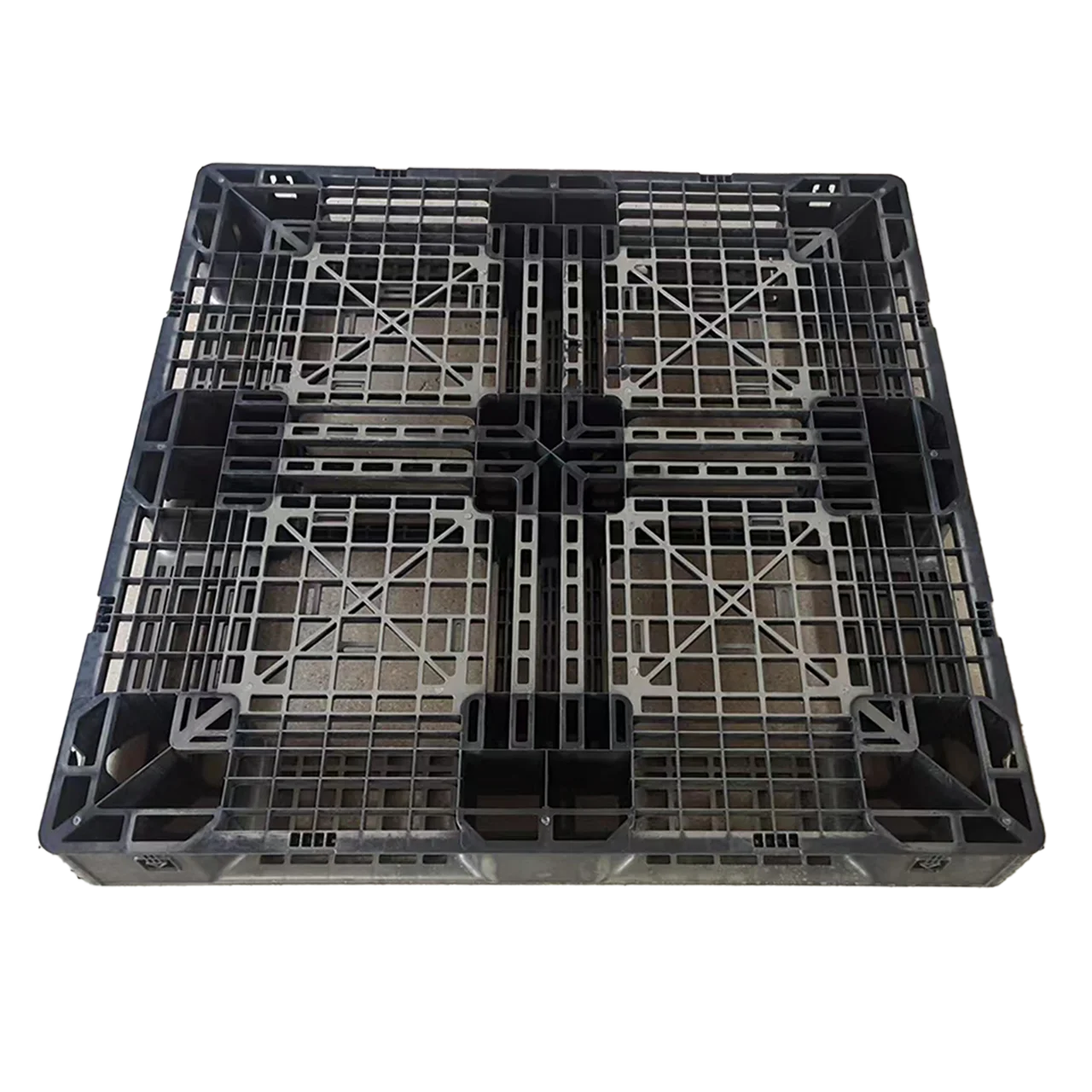 Wholesale 44x44 Plastic Pallet 1100x1100 Black Hdpe Stackable Industrial One Way Export Pallet Plastic with Best Price