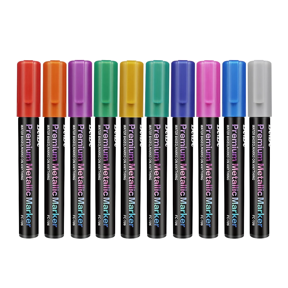 10Pack Permanent Fluorescent Acrylic Paint Markers For Painting On Stones, Walls, Fabrics