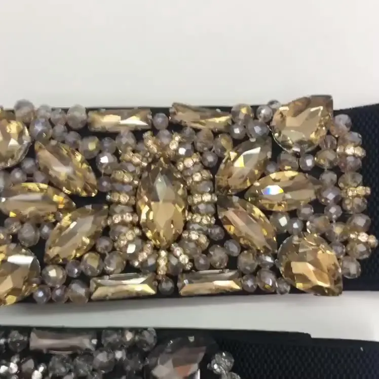 Женский пояс с кристаллами, черный эластичный пояс ручной работы для свадебного платья