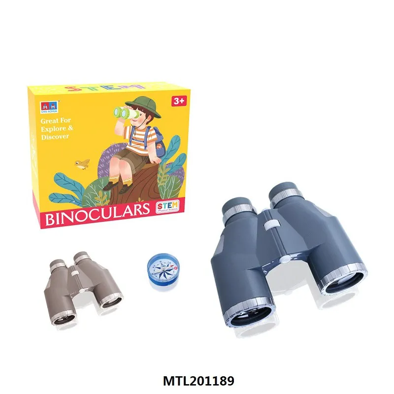 Educational Presents Plastic Kids Binoculars Toy with Compass for Outdoor Camping Travel Science
