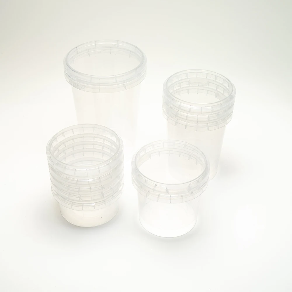 Wholesale 500ml transparent or clear plastic bucket and ice bucket plastic with lid for packing