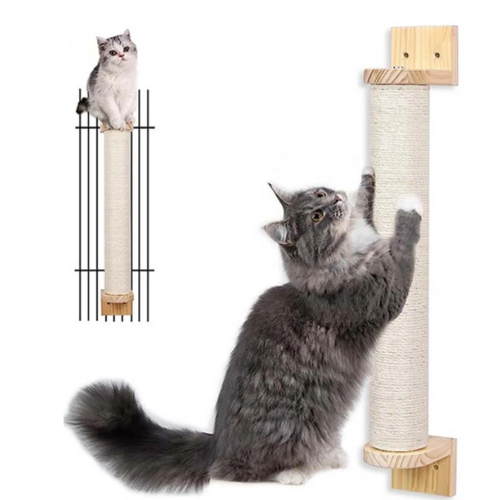 Factory direct Multi Size Cat Sisal Pillar Wooden Pet Cat Scratching Post Parts Wood Cat Scratching Post Replacement