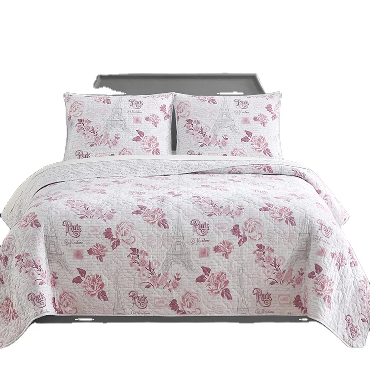 
Bed in a bag Patchwork Quilt Cover Set 3pc Reversible Quilt Set with Flower Prints 