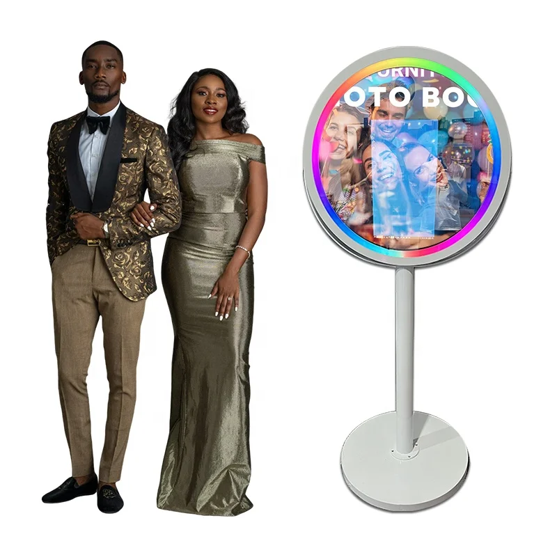 2024 Hot Selling Fotomaton Wedding Rental Large Size Round Photo Booth Machine Magic Mirror Photo Booth with Camera Flight case