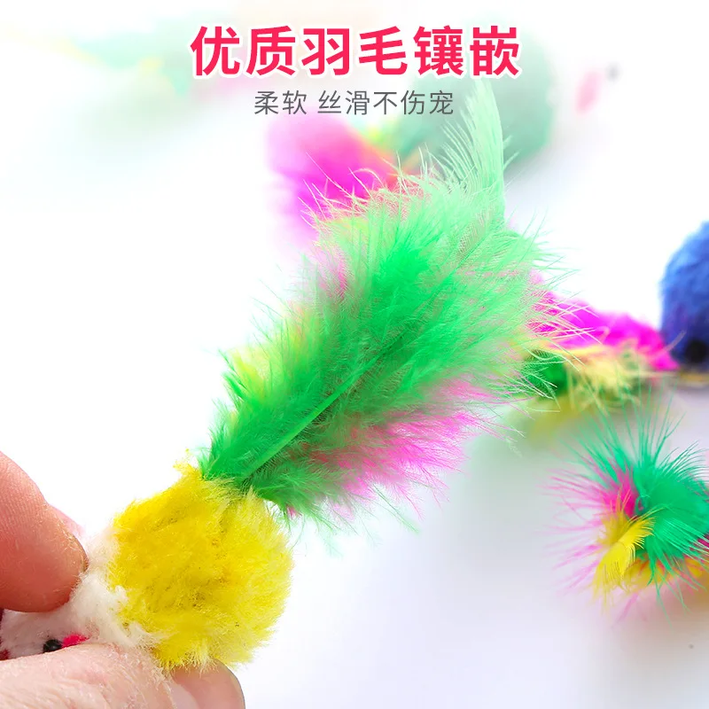colorful plush mouse with tail cat toy pet products wholesale in stock fast delivery