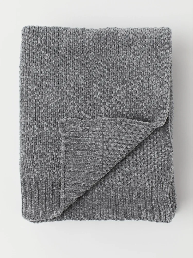 Low MOQ Custom Wholesale  Multi-color Light Chenille Knitted Blanket